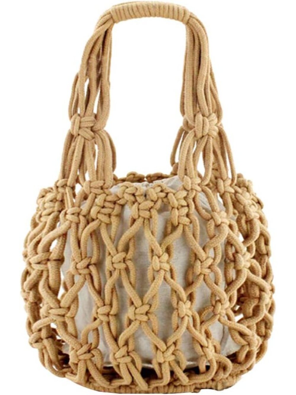 Straw Bag for Women Cotton Thread Crochet Bags Summer Beach Purse Casual Bucket